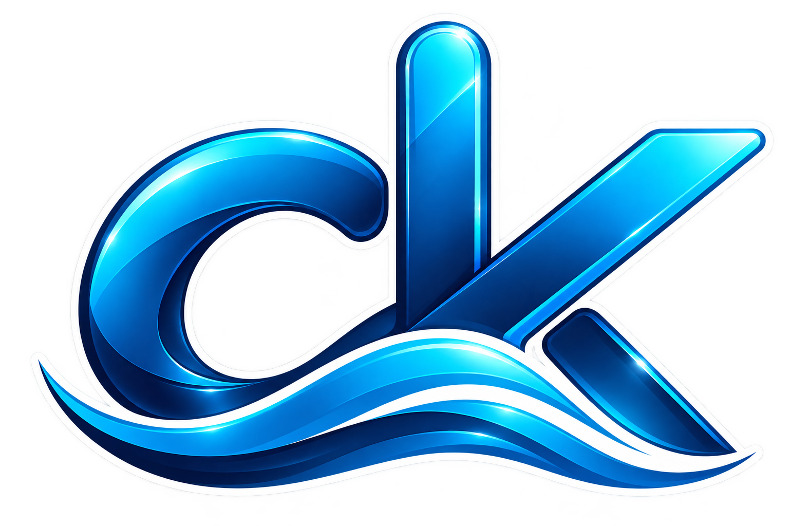 Glossy blue wave monogram